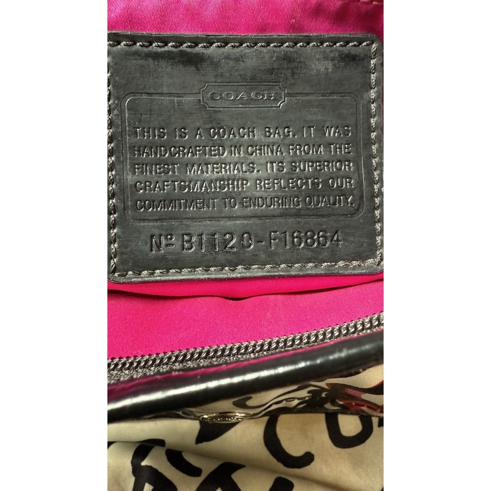 COACH‎ Graffiti Kyra Poppy Black White Red Sateen Shoulder Crossbody Bag F16864 - Picture 11 of 11